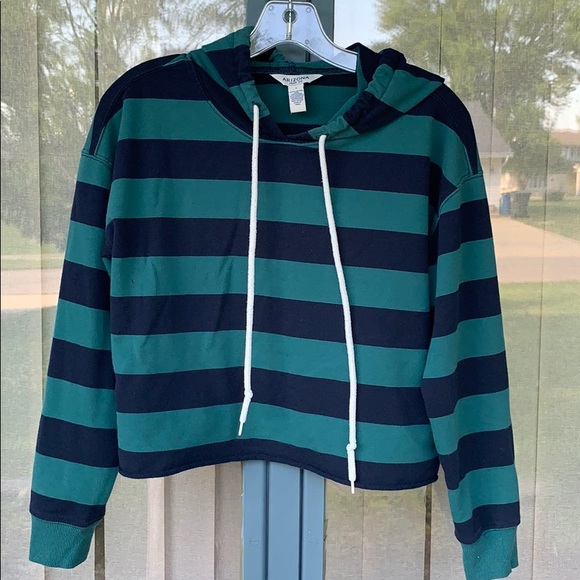 ❤️ Arizona cropped hoodie emerald navy striped - Picture 1 of 5
